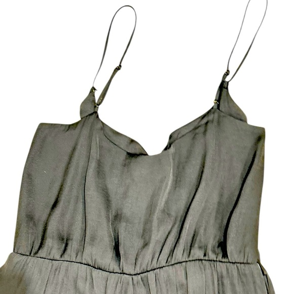 Bardot Black satin jogger Jumpsuit pockets v neck adjustable straps 10 large - Picture 6 of 10